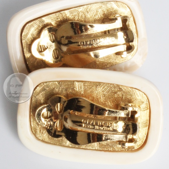 Vintage Givenchy Earrings Abstract Art Deco Style Resin Clip On 1960s Rare - Picture 11 of 11
